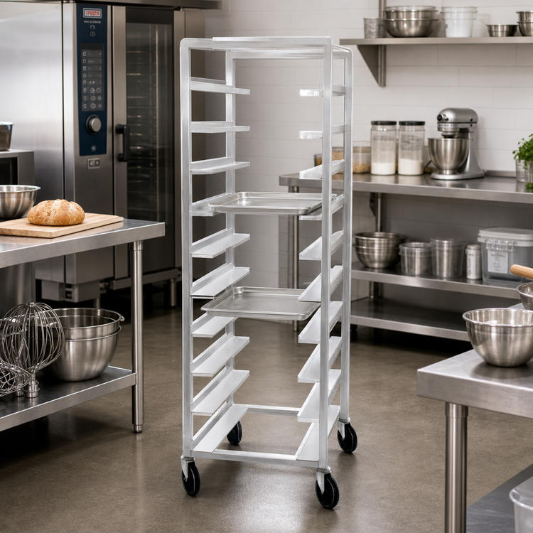 Product image #2 for Channel Manufacturing OT-83 Single Section Aluminum Oval Tray Rack, 4-Tray Capacity, 8-Inch Spacing