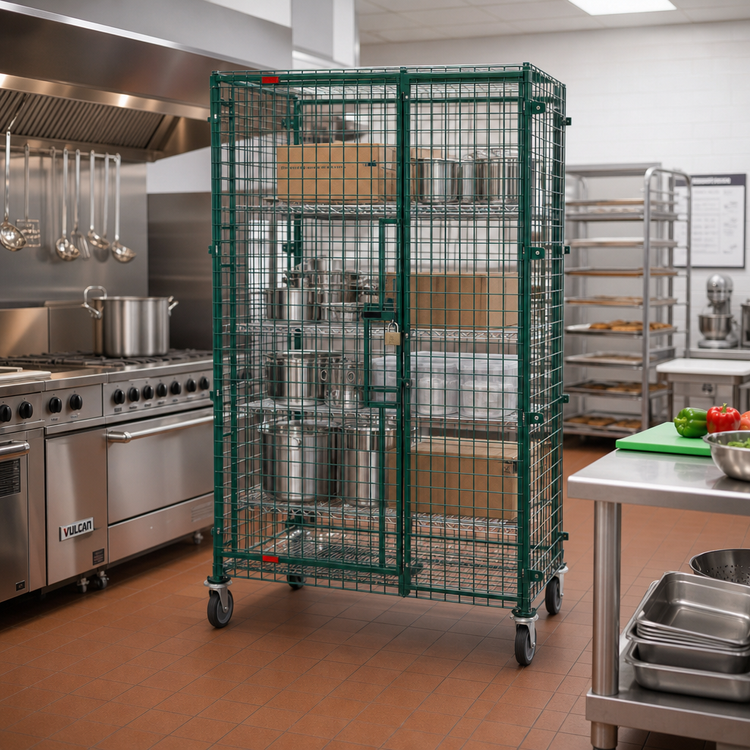 Product image #2 for EagleGard Mobile Wire Security Cage with Dual Padlock Doors and Casters, 33-1/4 x 33-1/4 x 69 Inches