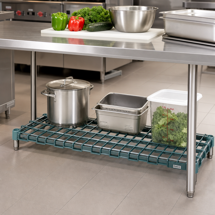 Product image #2 for EAGLEGard Dunnage Shelf with Removable Wire Mat, 24 Inches W x 21 Inches D, Blue-Green Hybrid Epoxy Finish