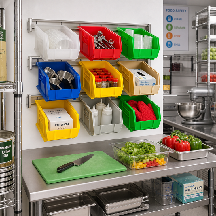 Product image #2 for Quantum Stackable or Hanging Shelf Bin, 8-1/4 x 13-5/8 x 6 Inch, Polypropylene