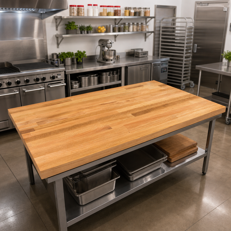 Product image #2 for Appalachian Red Oak Blended Rails, Edge Grain Island Countertop, 60 x 42 x 1-1/2 Inches, Varnique Finish