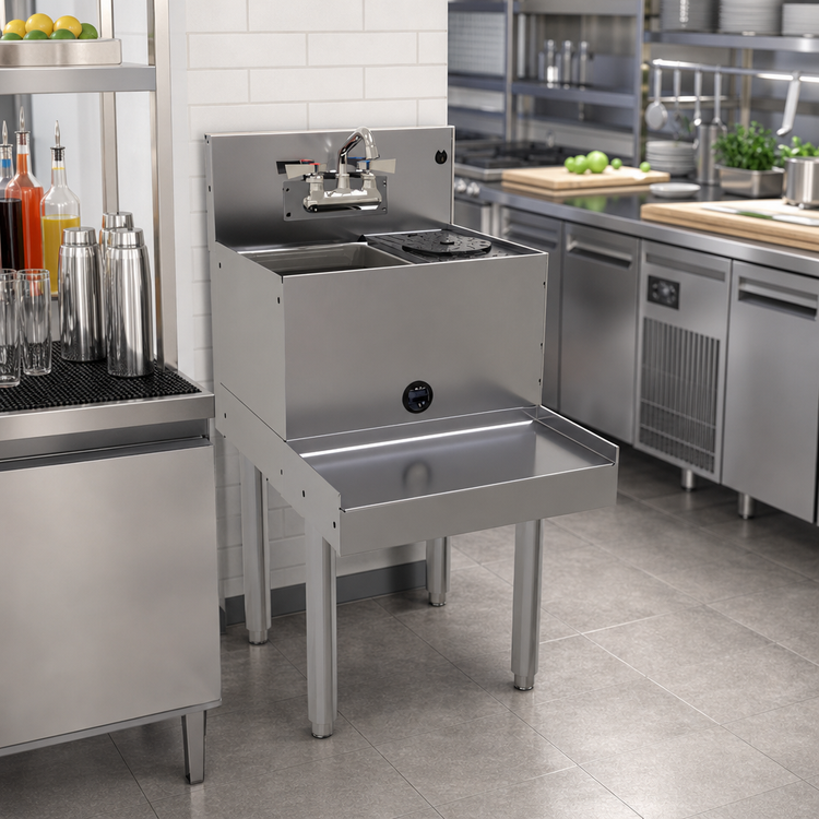 Product image #2 for Glastender Stainless Steel Freestanding Blender Station with Rinser Faucet and Sink, 18 Inch W x 24 Inch D