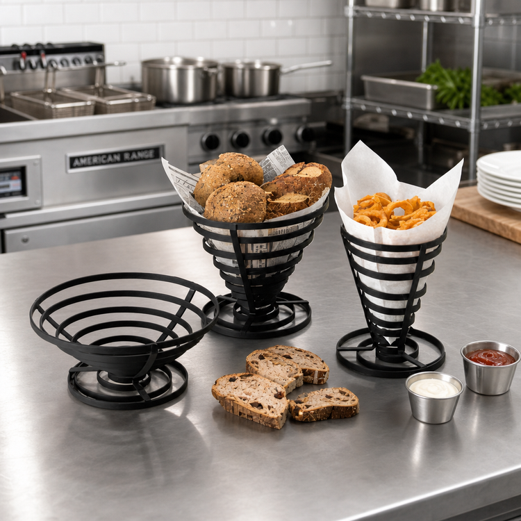 Product image #2 for American Metalcraft Conical Wrought Iron French Fry Basket with Flat Coil, 7 Inch Diameter x 6 Inch Height