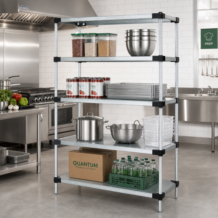 Product image #2 for Quantum Solid Shelving Starter Kit, 60-Inch Wide x 18-Inch Deep x 74-Inch High, 4 Solid Shelves