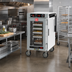 Thumbnail image #3 for Metro HotBlox Narrow 8-Pan Mobile Pass-Thru Insulated Holding Cabinet with Analog Control, Clear Front Door and Solid Rear Door