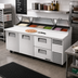 Thumbnail image #2 for True 93.5-Inch 2-Section Pizza Prep Table with 2 Drawers, 2 Doors, and White Poly Cutting Board