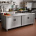 Thumbnail image #2 for Advance Tabco 84-Inch x 30-Inch Enclosed Stainless Steel Work Table with Cabinet Base, Mid-Shelf, and Hinged Doors