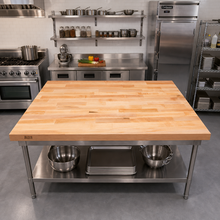 Product image #2 for John Boos 60" x 48" Northern Hard Rock Maple Edge Grain Work Table Top