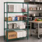 Thumbnail image #2 for Quantum WR54-2136P 36"W x 21"D x 54"H Stationary Wire Shelving Starter Unit, 4 Shelves, Green Epoxy Antimicrobial Finish