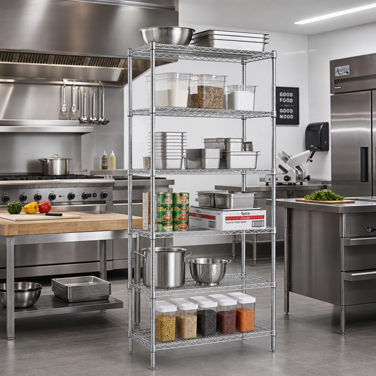 Product image #2 for EAGLEbrite 5-Tier Stationary Wire Shelving Starter Unit, 48 x 21 x 86 Inches, Zinc Finish