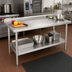 Thumbnail image #2 for John Boos Stallion Economy Stainless Steel Work Table, 84-Inch x 30-Inch, 5-Inch Backsplash, Adjustable Undershelf