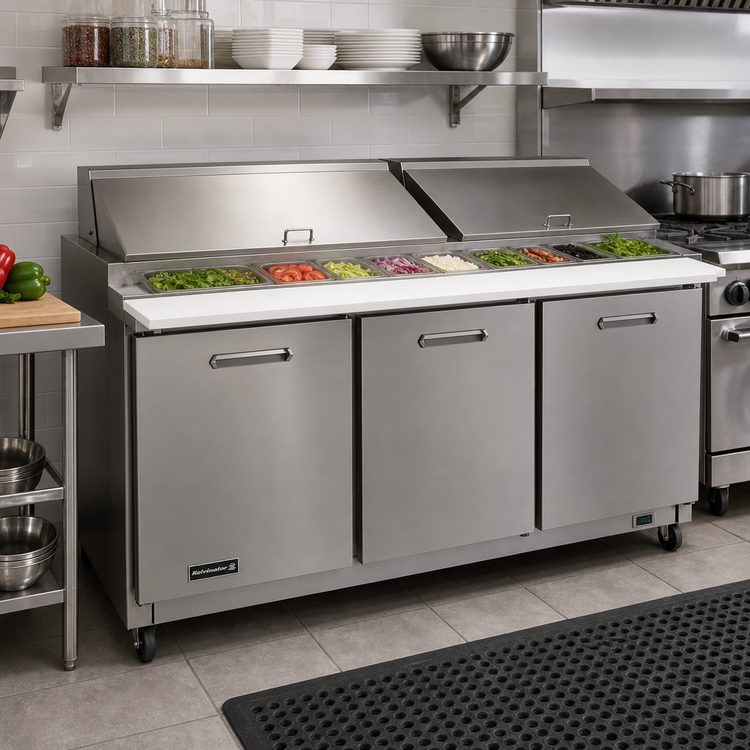 Product image #3 for Kelvinator Commercial Mega Top Refrigerated Sandwich/Salad Prep Table, 3-Section, 72-Inch Wide