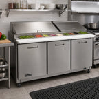 Thumbnail image #2 for Kelvinator Commercial KCHMT70.30 Mega Top Refrigerated Sandwich/Salad Prep Table, 3-Section, 72-Inch, 30-Pan, 3-Door, Stainless Steel