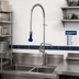 Thumbnail image #2 for T&S Brass EasyInstall Single-Hole Deck-Mount Pre-Rinse Mixing Faucet with Add-On Faucet, 6-Inch Swing Nozzle, 24-Inch Riser and 44-Inch Hose