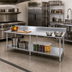 Thumbnail image #2 for 108-Inch Stainless Steel Work Table with 5-Inch Backsplash and Galvanized Undershelf