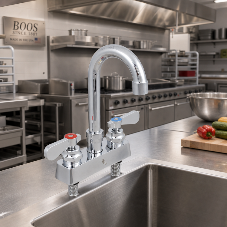 Product image #2 for John Boos Low-Lead Heavy Duty Deck Mount Gooseneck Faucet with 5-Inch Spout