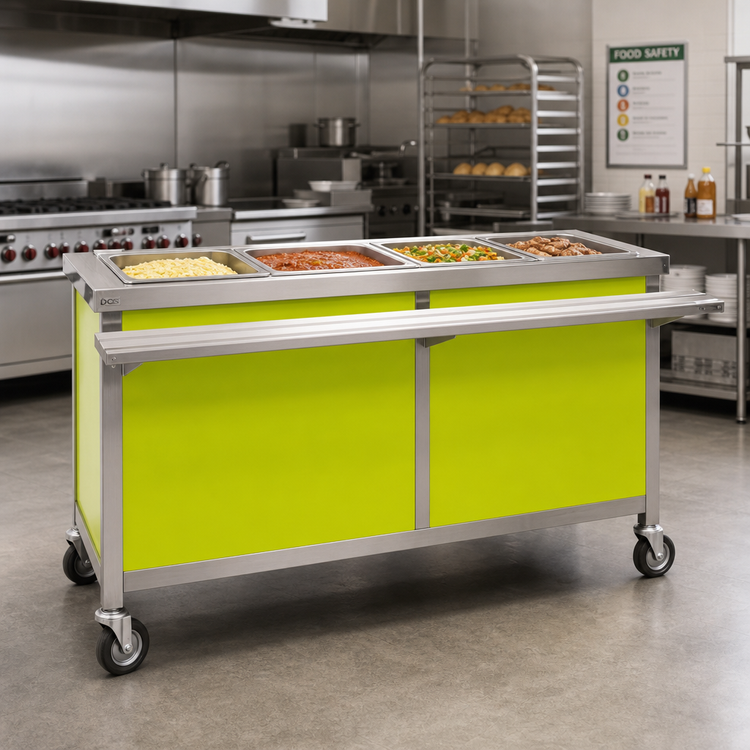 Product image #2 for Director's Choice DCS4-HFU-B Mobile Hot Food Table, 4-Well, Electric, 64-Inch