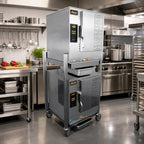 Thumbnail image #2 for AccuTemp Evolution N61201D060 DBL Double-Stacked Connectionless Natural Gas Boilerless Convection Steamer, 2 Compartments, 6 Full-Size Pans Each