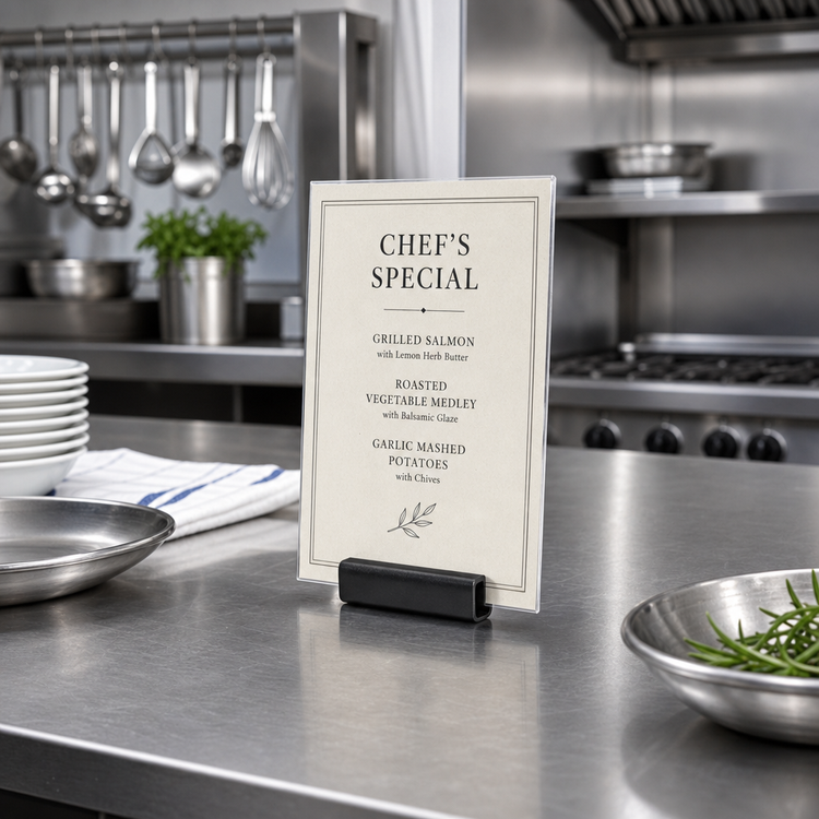 Product image #2 for American Metalcraft Black Stainless Steel Square Menu Card Holder, 1-1/2 Inch Length