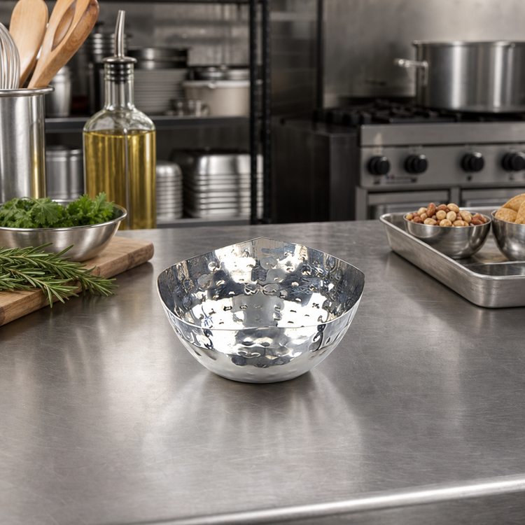 Product image #2 for American Metalcraft Squound 5-1/2 oz Square Stainless Steel Hammered Snack Bowl