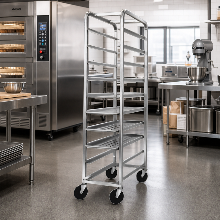 Product image #2 for Channel Manufacturing Mobile Stainless Steel End-Load Platter Rack, 12-Platter Capacity