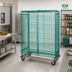 Thumbnail image #2 for Quantum Mobile Security Cage with Dolly Base, 60W x 24D x 70H, Green Epoxy Antimicrobial Finish