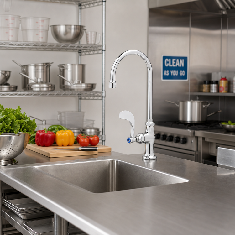 Product image #2 for Single Pantry Deck-Mount Swivel/Rigid Gooseneck Faucet with Wrist Action Handle
