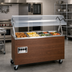 Thumbnail image #2 for Vollrath 2-Series Affordable Portable 4-Well Mobile Hot Food Station with Lighted Buffet Breath Guard, Open Storage Base, Walnut Woodgrain