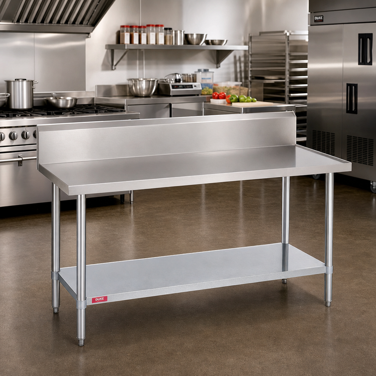 Product image #2 for Duke 72-Inch x 36-Inch Stainless Steel Work Table with 10-Inch Riser and Galvanized Undershelf