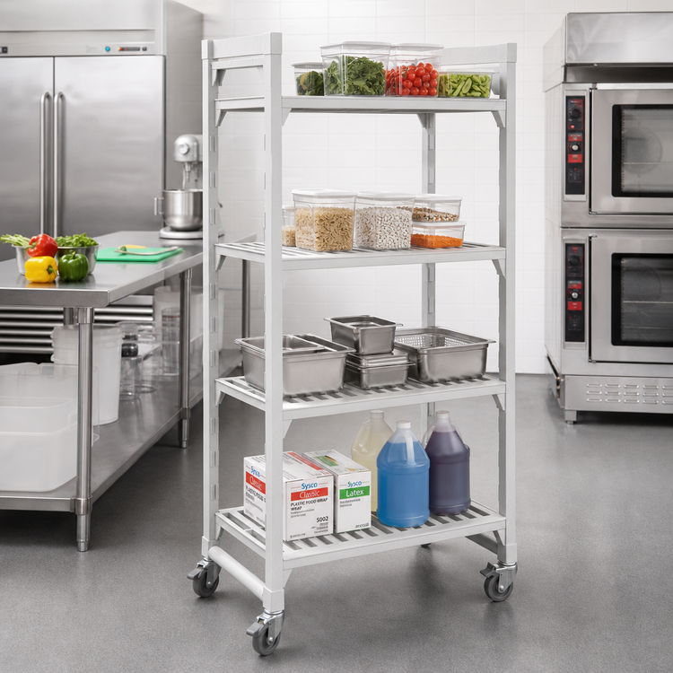 Product image #3 for Camshelving Premium 4-Shelf Vented Mobile Starter Unit, 24"W x 42"L x 67-1/4"H, Speckled Gray