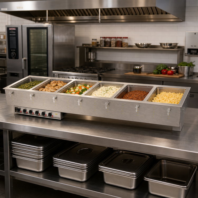 Product image #2 for Vollrath 6-Well Drop-In Electric Hot Food Well Unit with Individual Insulated 12" x 20" Wells, 316 Stainless Steel, 208V
