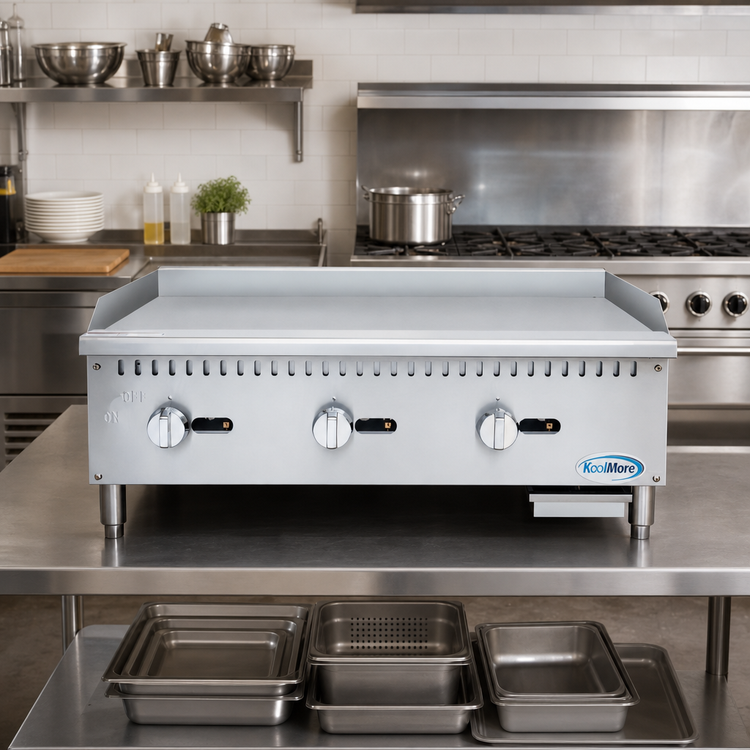 Product image #2 for KoolMore 36-Inch 3-Burner Natural Gas Commercial Griddle, 90,000 BTU