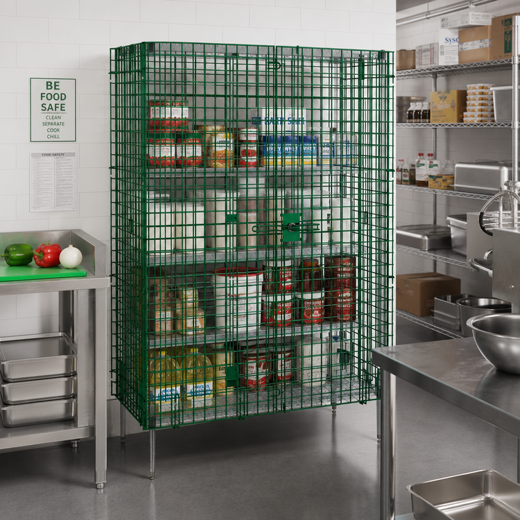 Product image #3 for Olympic Security Cage Enclosure Kit for 24" x 48" Shelving, Side-Hinged Door, Green-Guard Epoxy Finish