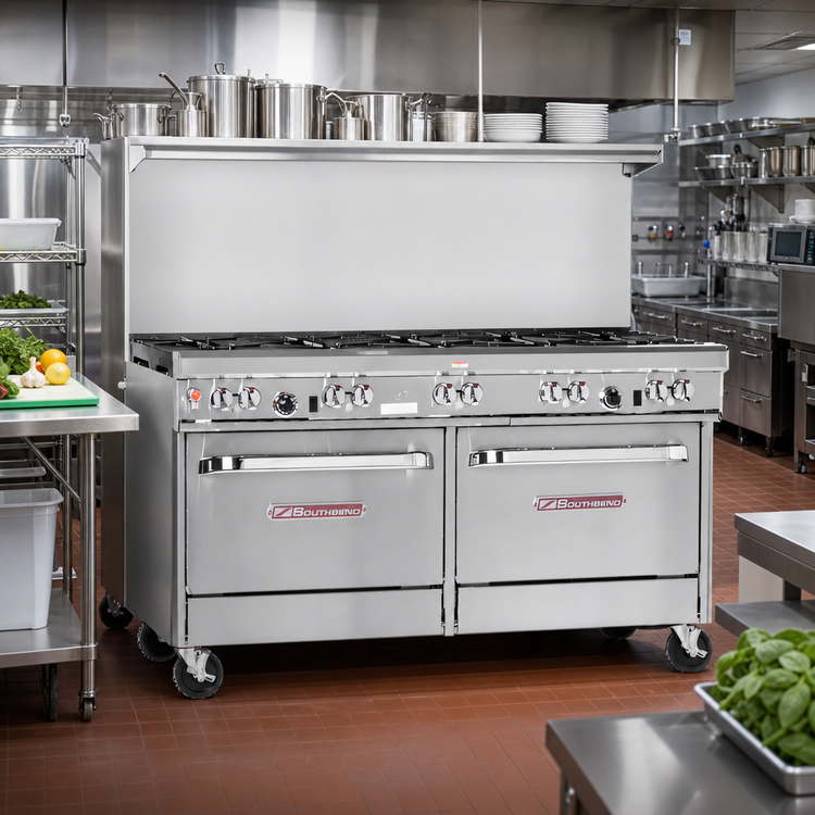 Product image #2 for Southbend Ultimate 60-Inch Gas Restaurant Range with 10 Open Burners, Convection Oven and Cabinet Base