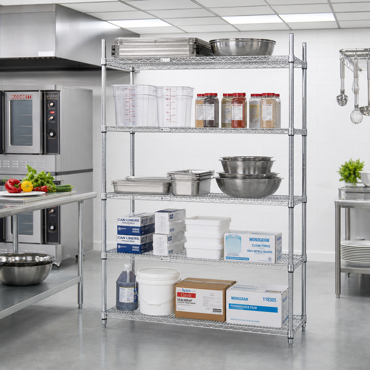 Product image #2 for Eagle Redi-Pak 5-Tier 60 Inch W x 18 Inch D x 74 Inch H Chrome Wire Shelving Unit