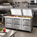 Thumbnail image #2 for Turbo Air Super Deluxe Three-Section Mega Top Sandwich/Salad Prep Table with Glass Lid, 30-Pan Top, 6 Drawers