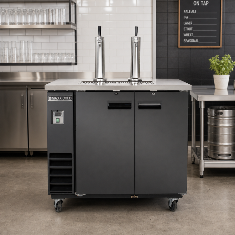 Product image #2 for Maxx Cold X-Series Dual Tower 2-Tap Beer Dispenser / Keg Cooler, 2-Keg Capacity, Black/Stainless Steel