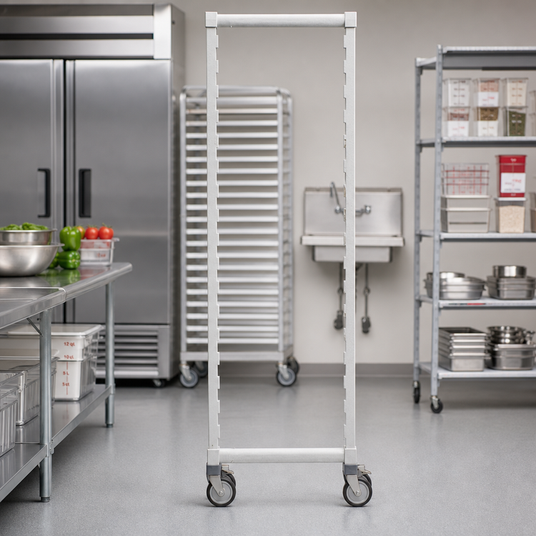 Product image #2 for Cambro Camshelving Premium Series Mobile Post Kit with Rigid Locking Casters, 24" x 75-1/4", Speckled Gray