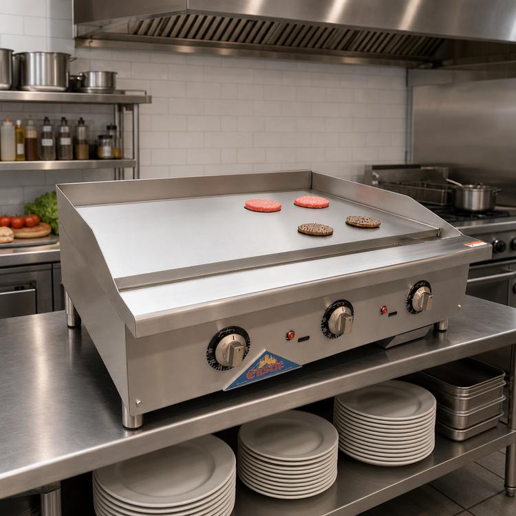 Product image #3 for Castle 60-Inch Heavy Duty Countertop Gas Griddle with 1-Inch Polished Steel Plate