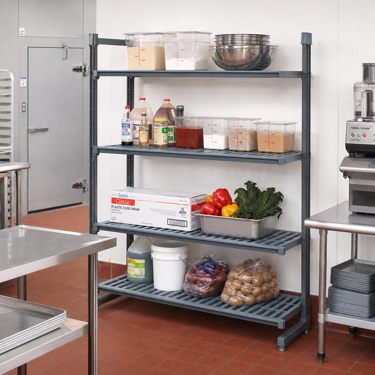 Product image #2 for Cambro Camshelving Basics Plus 24-Inch x 60-Inch x 64-Inch 4-Tier Vented Add-On Polymer Shelving Unit