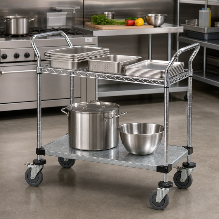 Product image #2 for 42 x 18-Inch 2-Shelf Stainless Steel Wire Utility Cart