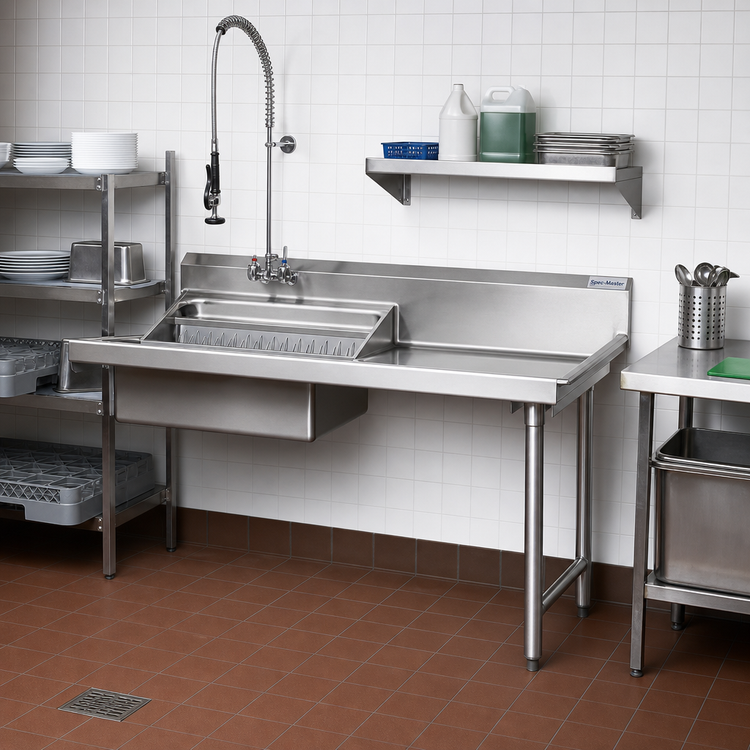 Product image #2 for Eagle Group Spec-Master Straight Soiled Dishtable with Pre-Rinse Sink, Right-to-Left Operation, 36" x 30"
