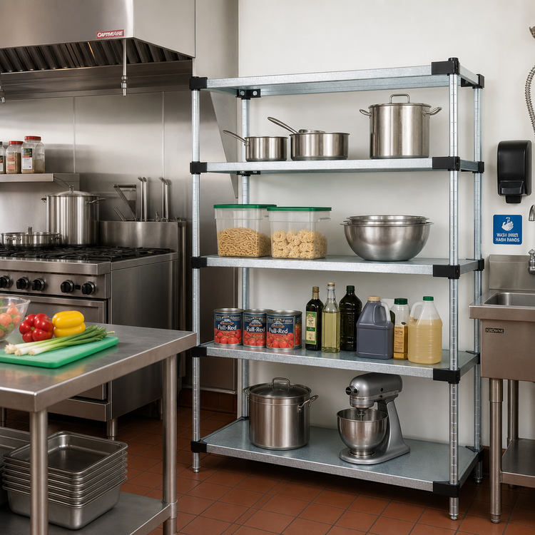 Product image #2 for Quantum 60"W x 24"D x 63"H Stationary Solid Shelving Starter Kit with 4 Shelves