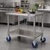 Thumbnail image #2 for Advance Tabco 5-Inch Blue Polyurethane Threaded Stem Caster Set for Cabinet Base Units