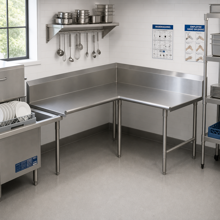 Product image #2 for John Boos Pro-Bowl Corner Clean Dishtable, 60" Machine Side x 96" End Side, Left-to-Right