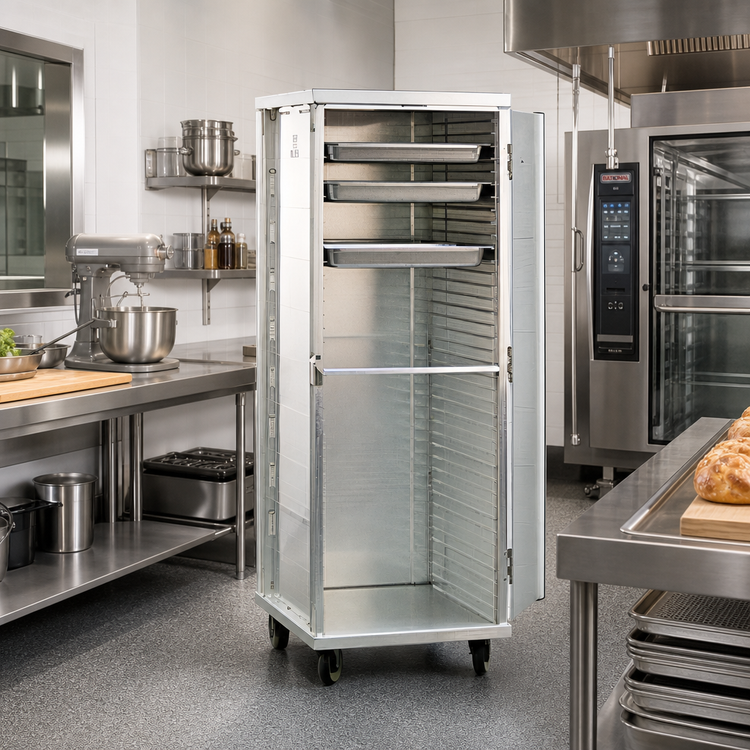 Product image #2 for New Age Mobile Enclosed Full-Height Aluminum Pan Rack for 24 12" x 20" Pans