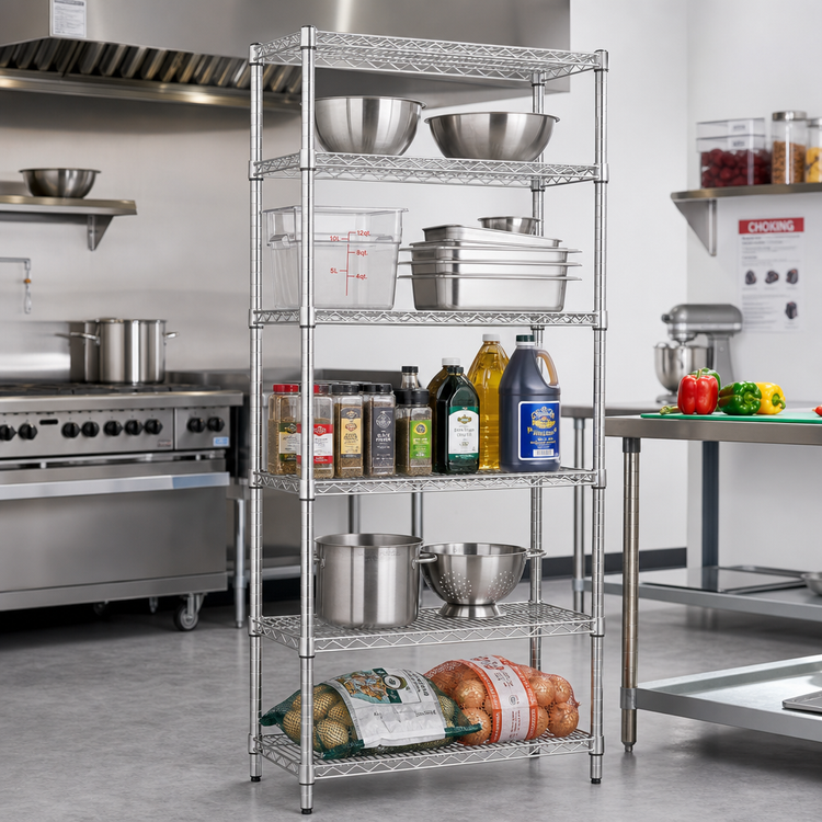 Product image #2 for Eagle Group 5-Tier Starter Wire Shelving Unit, 36W x 18D x 86H, Stainless Steel Finish