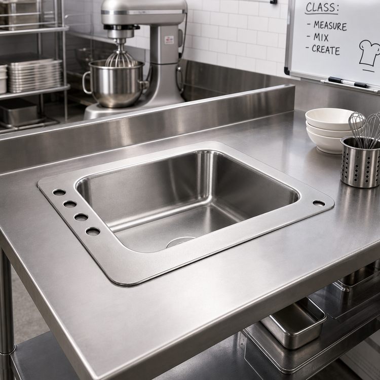 Product image #2 for Advance Tabco Smart Series™ 1-Compartment Self-Rimming Drop-In Classroom Sink, 20 x 16 x 8-Inch Bowl, 304 Stainless Steel