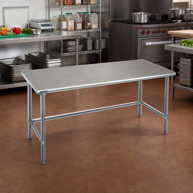 Product image #2 for Eagle Group Budget Series 48-Inch x 24-Inch Flat Top Work Table with 430 Stainless Steel Top and Galvanized Base