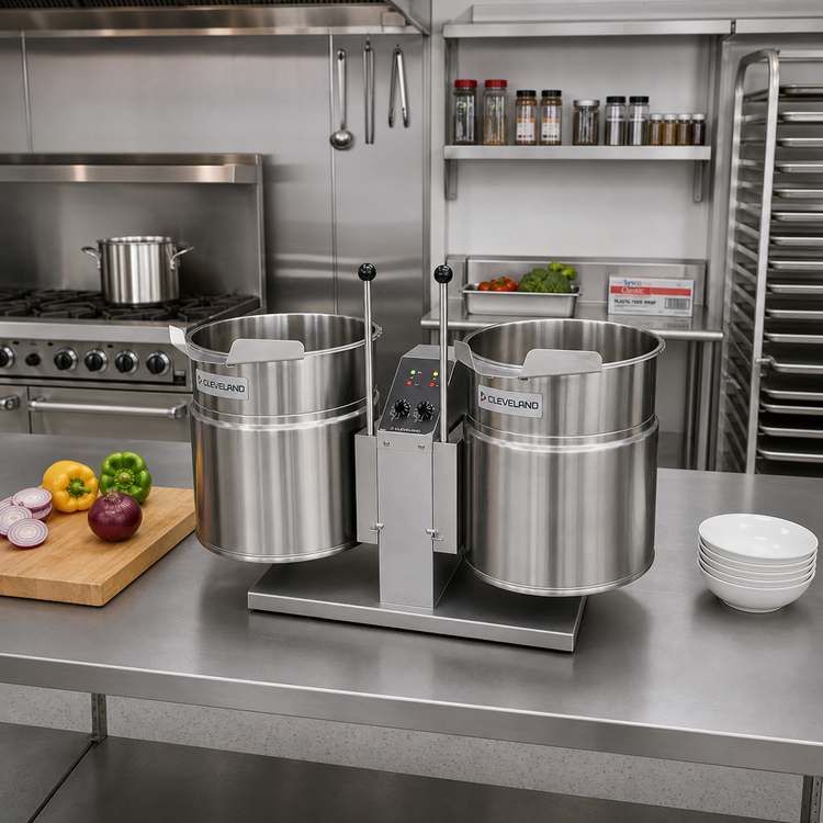 Product image #2 for Cleveland Range Countertop Electric Twin Tilting Kettle, 3 Gallons Each, Self-Contained